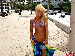 Amazing sexy teenie bikini babes masturbate and strip at the beach shower then get fucked hard...