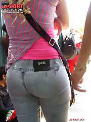 Fat butted gals show ultra low jeans