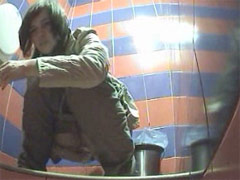 Voyeur films girls pissing in public toilet