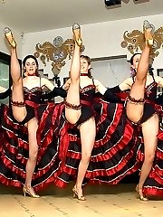 Lewd dancers shamelessly demonstrate hot upskirt