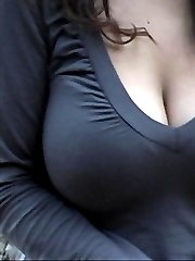 Huge matural tits exposed in a public park