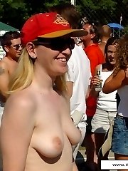 Daring public nudity at porn casting