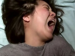Asian Woman's Giant Orgasm Face With Mouth Wide Open