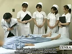 Subtitled CFNM Japanese physician nurses blowjob seminar
