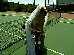 Stunning young big tit bride is tongued by tennis coach
