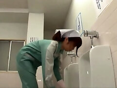 Asian cleaning lady pounded in the bathroom
