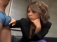 Steamy office lady giving oral job on her knees jism to mouth swallowing on the floor in the office segment