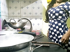 Indian bhabhi cooking in kitchen and banging brother-in-law