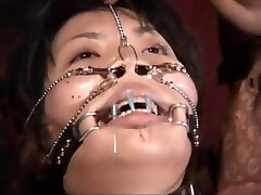 Jap Plumper slave got needles pierced lip to keep her gullet shut