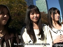 Astounding cute Japanese gal Asakura Kotomi shares prick with some more girls
