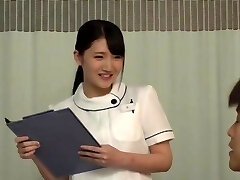 Wild trouser snake railing by a stunning Japanese nurse on the hospital bed