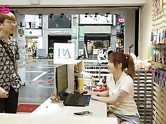 Fine Ass Japanese Quits Cashier Job For Creampie - Japanese Amateur Porno - Cashier Fucked The Customer Right In The Store. 