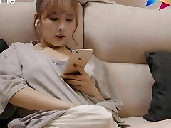 Blonde slut young Chinese girl with sexy lingerie teasing brother and her wet cooch got fucked so hard