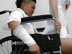 Sexy Chinese nurse with hot lingerie have a hardcore sex with her meaty dick patient