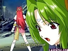 Hentai brunette gives a deep oral job