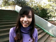 Small Japanese Schoolgirl 18 talk to First-ever Blowjob in Car by old Man