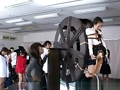 japanese schoolgirls disciplined on waterwheel japanese schoolgirls disciplined on waterwheel