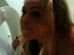 Meaty toilet licking whore taking a piss