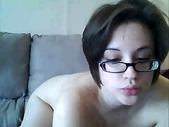 woman with glasses on web cam part 2