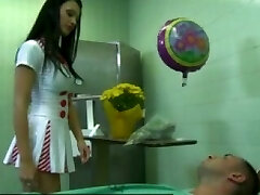Sexy Nurse Aletta, who hungers a cock in her bootie, teases sleeping patient