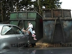 Sexy girl eyed having pee in public by policeman