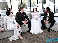 Depraved bride Jazmin Luv competes in providing a proper solid blowjob