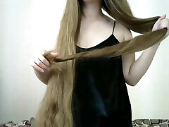 Fabulous Long Haired Hairplay, Striptease and Brushing