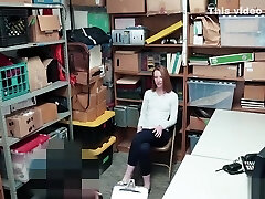Redhead teen shoplifter caught red handed by a mall cop
