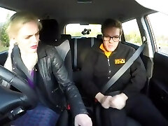 Fake Driving School Sexy busty posh blonde examiner sucks and screws in car