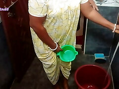 Spectacular Bhabhi In Yellow Nighty Fucking With Her Spouse In Bathroom