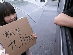 Japanese schoolgirl, Mikoto Mochida is fellating a stranger's