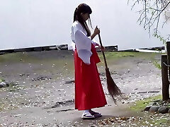 Your Complex of Tiny Knockers is a Must-Watch for Many Men! The Slutty, Brown-Haired Shrine Maiden Loves to Plead for a Fuck!