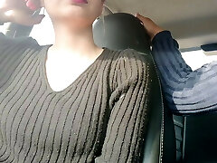 Doggystyle hj for friend in car outdoors – risky sex, hornycouple149