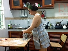 Ravioli Time! Nude Cooking. Regina Noir, a nudist cook at nudist motel resort. Nude maid. Naked housewife. Teaser