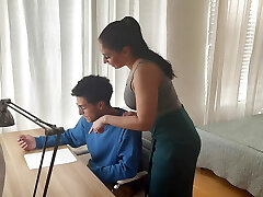 Mommy Rewards Her Nerdy Son With Her Mouth & Big Booty For Studying Like A Good BOY
