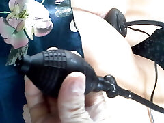 Inflatable pump in the bum - Close up