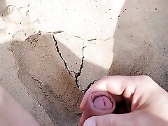 step-dad looks at his naked stepdaughter on the beach and plays with his manstick at the look of her.