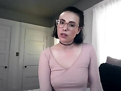 Flexible sporty black-haired in glasses is ready for some naughty solo masturbation