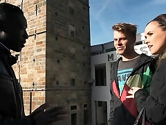 Petite Brunette Slut Wife gets fucked hard Anal from Ass by a Hefty Black Knob BBC guy in front of Spouse for Cuckolding