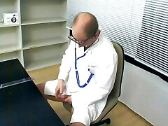 Sick patient and horny doctor providing a wild German nurse some warm cum