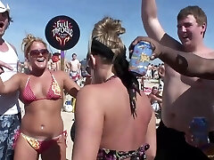 Enthralling babes in bikini casting their sexy fun bags partying wildly at the beach in reality shoot Enthralling babes in bikini casting their sexy fun bags partying wildly at the beach in reality shoot