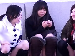 Asian honies get filmed upskirt