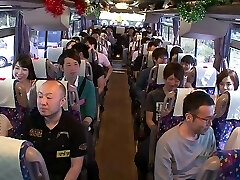 Japanese party bus orgy with girls boinking strangers