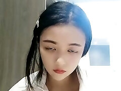 Unexperienced tiny asian college teen