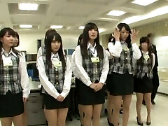 Wild boss makes his secretaries glob their panties in the office Wild boss makes his secretaries glob their panties in the office