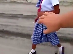 Filipina schoolgirl fucked outdoors in open field by tourist