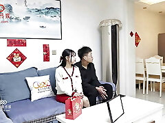 Insatiable Asian Teen Sneaky Sex In Front Of Their Friend - Horny Chinese Duo Sneaks Away During Dinner