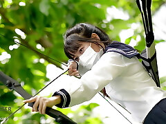 Japanese Student Gal Study of Archery Class