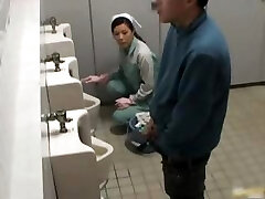 Asian female is cleaning the wrong public part6