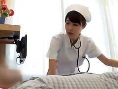 Trampy Japanese nurse receives a cumshot after sucking a dick